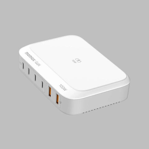 Momax Q.PLUG BOX GaN 100W六輸出連無線充桌面充電器
